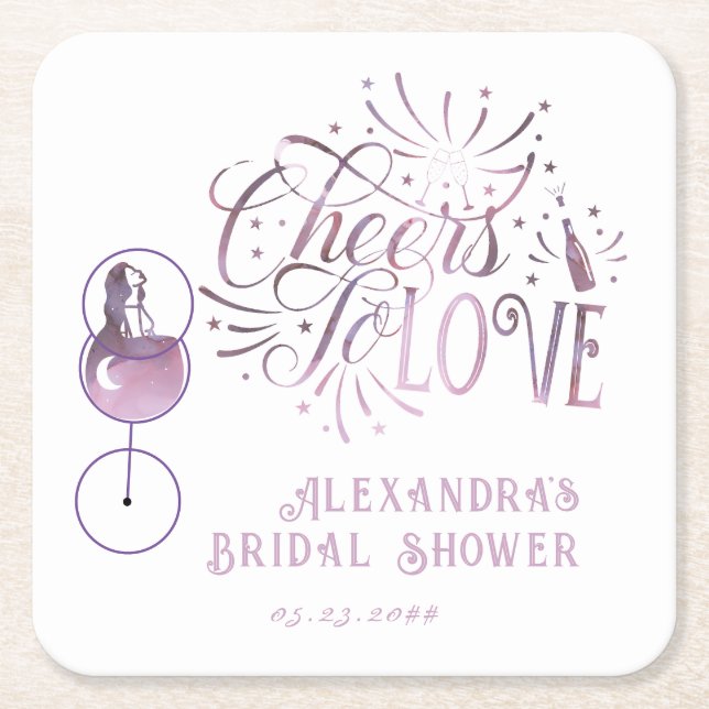 Skål för Kärlek Vinprovning Elegant Bröllopsdusch Underlägg Papper Kvadrat (Framsidan)