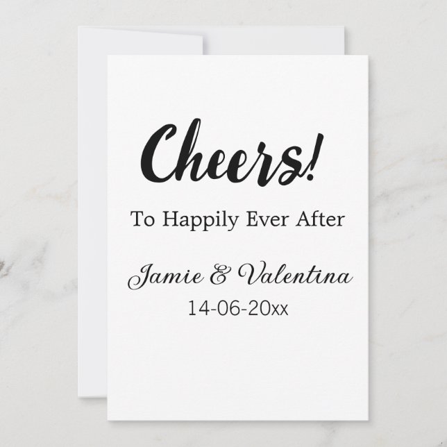 Skål för lyckligt ände tillägg par namn datum  inbjudningar (Framsida)