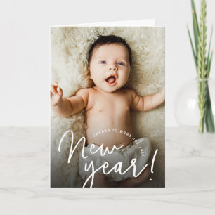 Skål för mer glädje i nyårsfoto baby helgkort