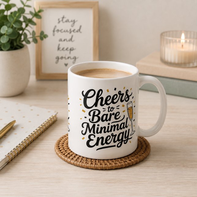 Skål för minimal energi  kaffemugg (Skapare uppladdad)