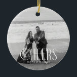 Skål för Modern julfotopatets minimala design Julgransprydnad Keramik<br><div class="desc">Skål för modern Helgdag - minimal julfotdesign</div>