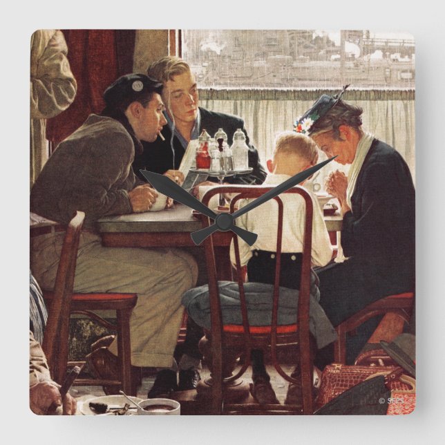 Skål för Norman Rockwell Fyrkantig Klocka (Framsida)