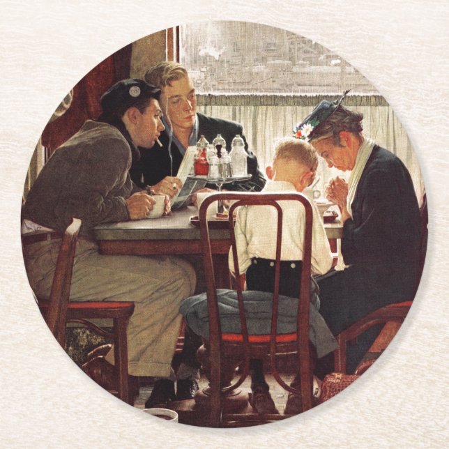Skål för Norman Rockwell Underlägg Papper Rund (Framsidan)