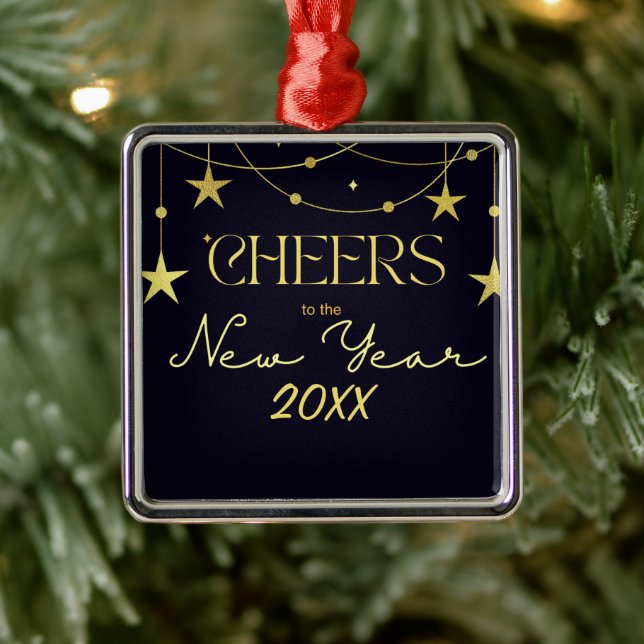 Skål för nya årets meddelandestjärnor julgransprydnad metall (Träd)