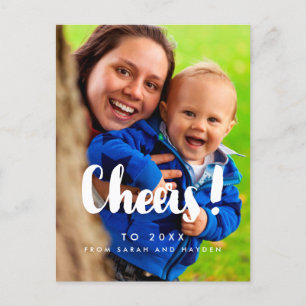 Skål för nyårs familjefoto vykort