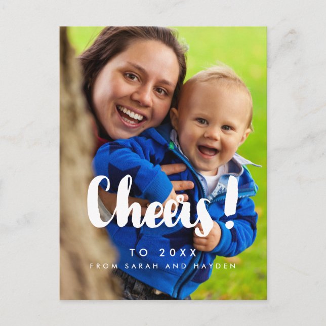 Skål för nyårs familjefoto vykort (Framsida)