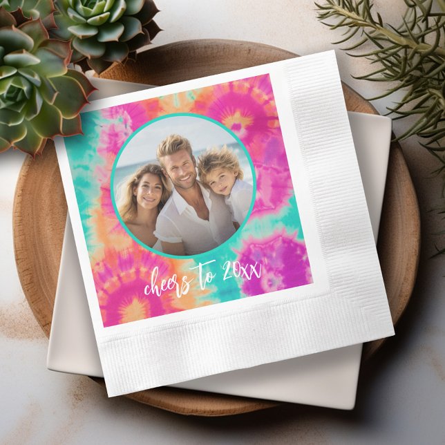 Skål för nyårsaftfoto på 70-talet pappersservett (Personalized Photo Party Napkins)