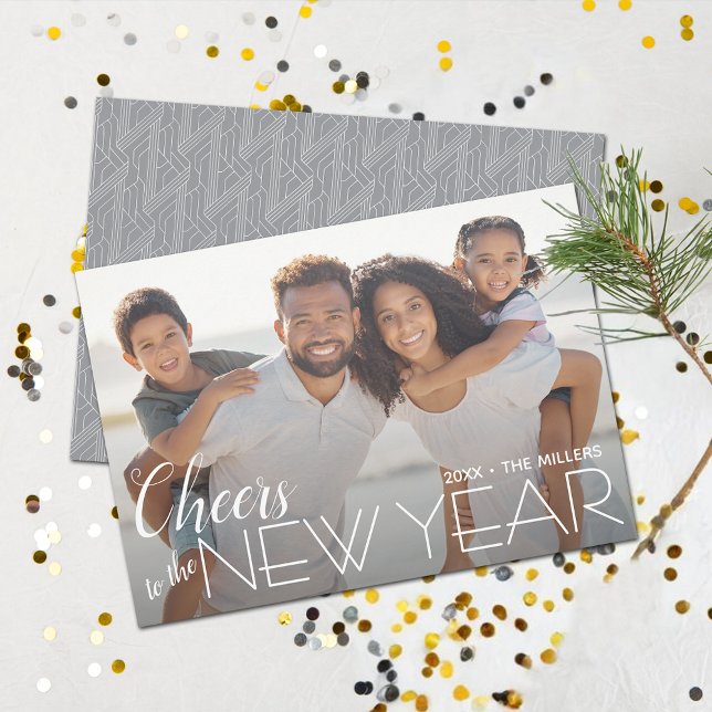 Skål för nyårsfoto julkort (Cheers to the New Year Photo Holiday Cards - Order INSTANT DOWNLOAD and/or PRINTED or both!)