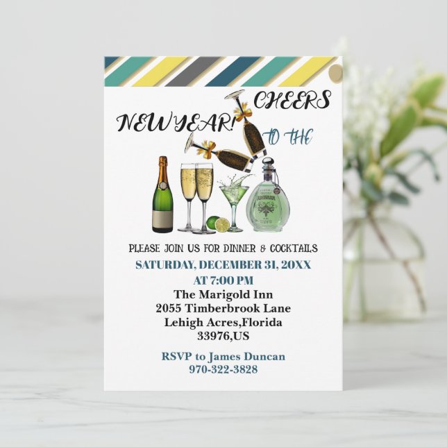 Skål för nyårskapets moderna konst på middagen inbjudningar (Stående Fram)