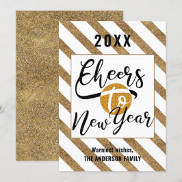 Skål för nyårsskript för Elegant i Festive Guld Julkort
