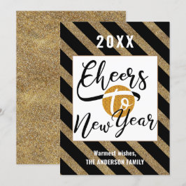 Skål för nyårsskript för Elegant i Festive Guld Julkort