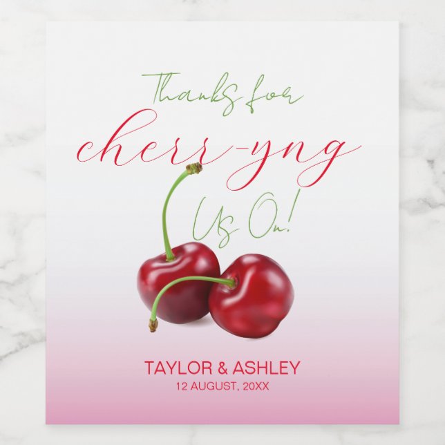 Skål för oss på frukt från körsbär vinflaska etikett (Singel etikett)