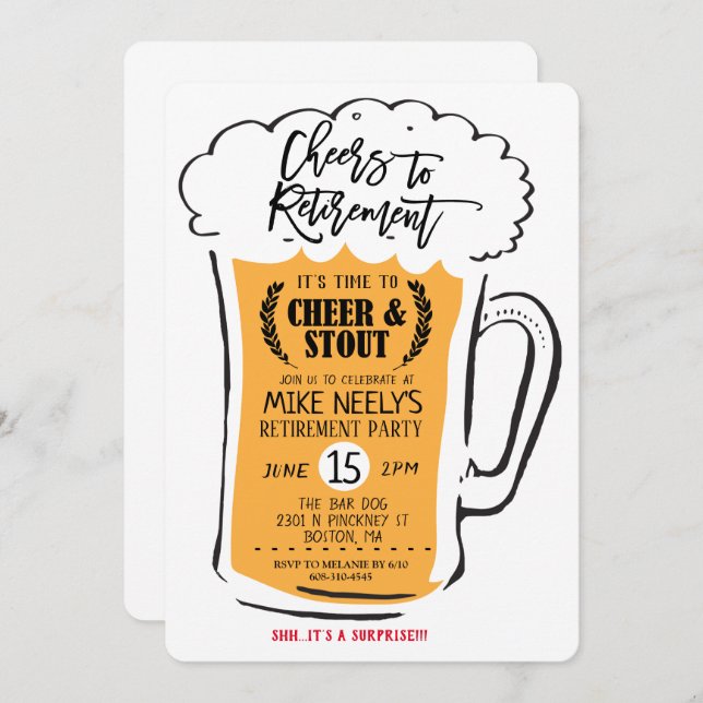 Skål för pensionärsbrygd inbjudan till pension (Fram/baksida)