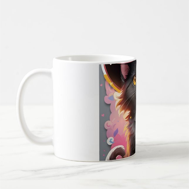 Skål för Rosa Häxa Katt Halloween Kaffe Kaffemugg (Vänster)