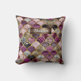 Skal för rosa lila guld sjöjungfru kudde