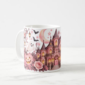 Skål för spöken och rosor i rosa hus Halloween Kaffemugg