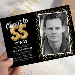 Skål för The Years 55-års födelsedagsfoto Inbjudningar