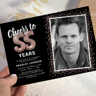 Skål för The Years 55-års födelsedagsfoto Inbjudningar