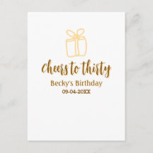 Skål för trettio gulbrun födelsedagspastellpresent