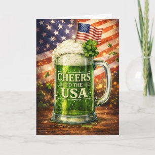 Skål för USA Grönt öl St Patricks dag Konst Kort