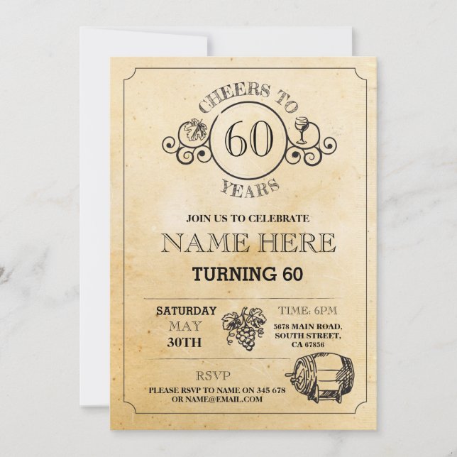 Skål för Vin-provsmakning, rustik Födelsedagsfest  Inbjudningar (Framsida)