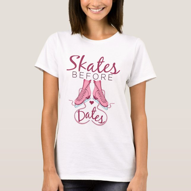 Skal före Data Cute Figur Skating Ice-Skaterna T Shirt (Framsida)