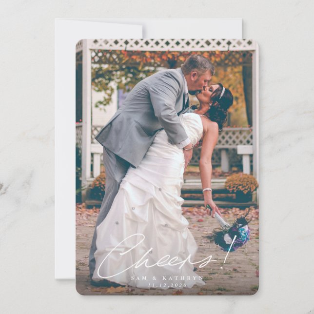 Skål! Första året med gift nyårfoto Julkort (Framsida)