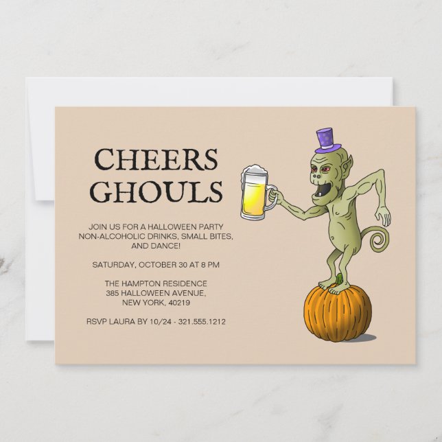 Skål Ghouls Halloweenfest Inbjudningar (Framsida)