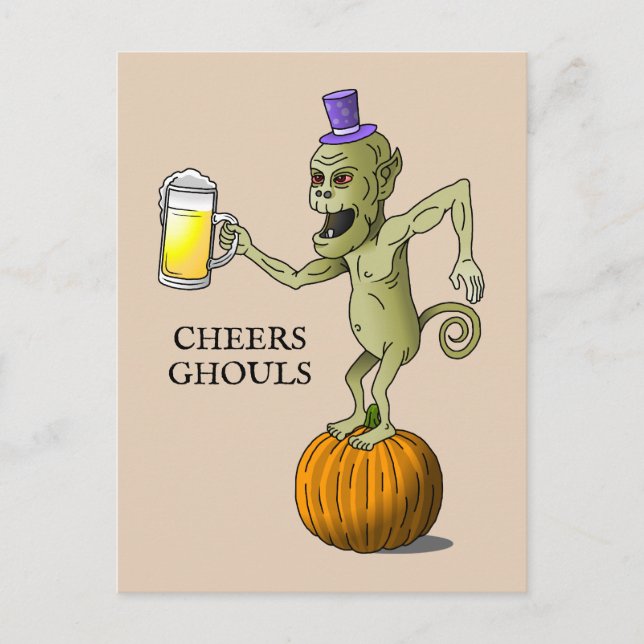 Skål Ghouls Halloweenfest Vykort (Framsida)