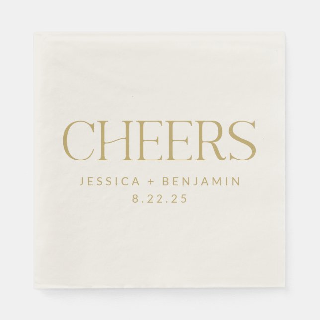 Skål Groovy Guld Typografi Beställningsbröllop  Pappersservett (Framsidan)
