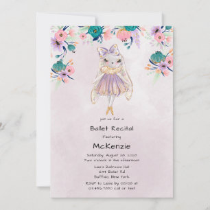 Skäl i Lavender Bunny Rabbit Ballerina Ballet Inbjudningar