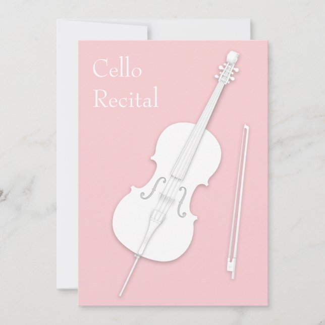 Skäl i White Cello & Bow Music Cont Ro Rosa Inbjudningar (Framsida)