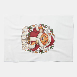 Skål jul orange katt jultomten mössa drycker Ginge Kökshandduk