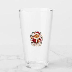 Skål jul Orange Katt Santa Hatt Dricker Ginge Glaskopp