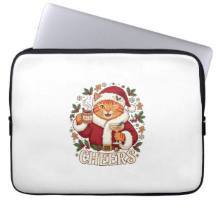 Skål Jul Orange Katt Santa Hatt Dricker Ginge Laptop Fodral