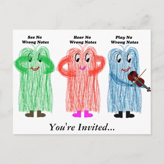 Skäl/konserter för violiner & Viola Inbjudan Vykort (Framsida)