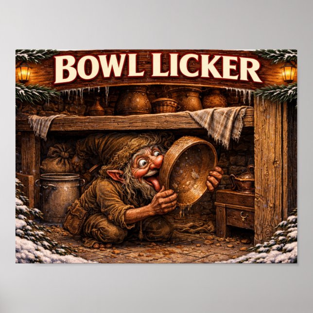 Skål Lickare Isländsk Jul Pojke Poster (Framsidan)