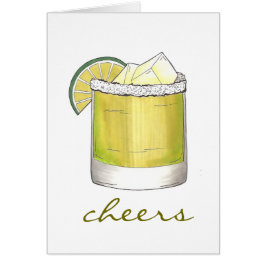 Skål! Margarita Cocktail Cocktails w/ Salt Lime Hälsningskort