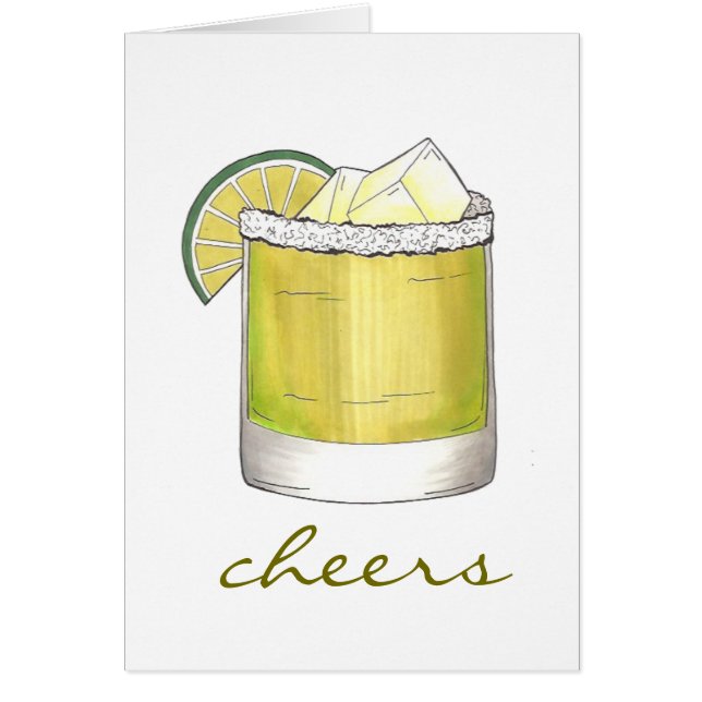Skål! Margarita Cocktail Cocktails w/ Salt Lime Hälsningskort (Framsidan)
