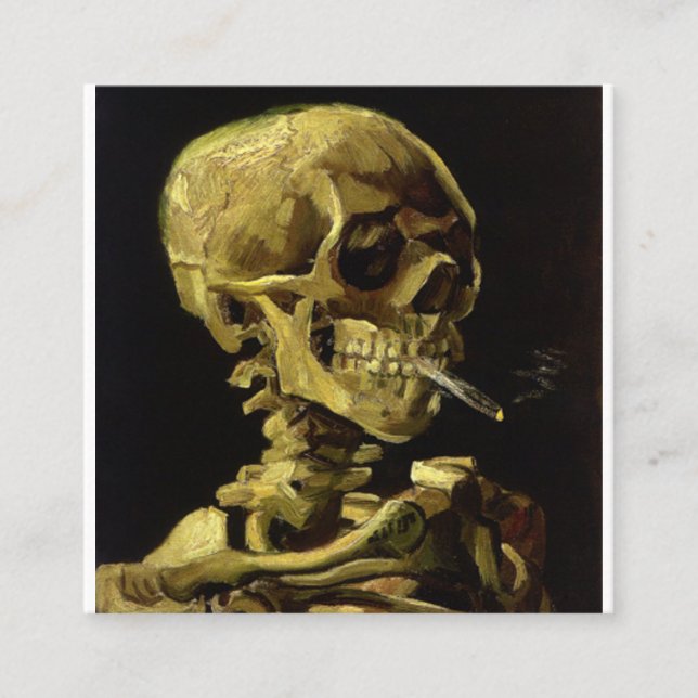 Skal med brinnande Cigarette Vincent Fyrkantigt Visitkort (Framsida)