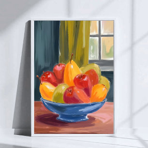Skål med frukt akvarellmålning konst poster