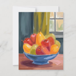 Skål med frukt akvarellmålning tack kort