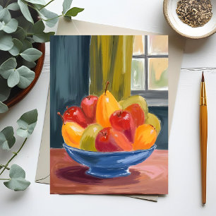 Skål med frukt akvarellmålning vykort