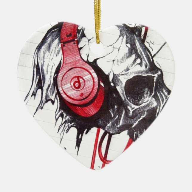 Skal med hörlurarnas design julgransprydnad keramik (Framsidan)