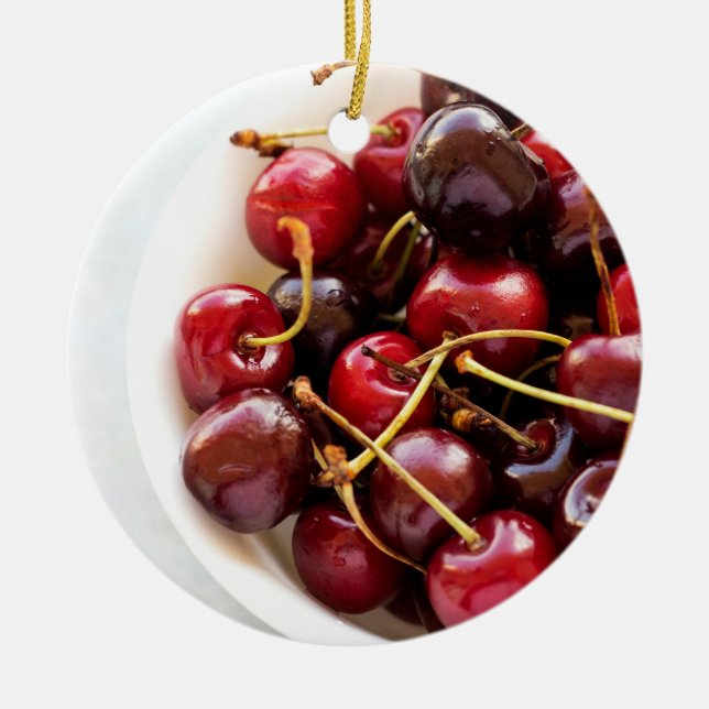 skål med körsbär julgransprydnad keramik (Framsidan)
