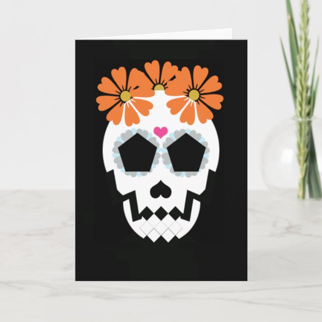 Skal med Orange Flowers Kort (Framsida)
