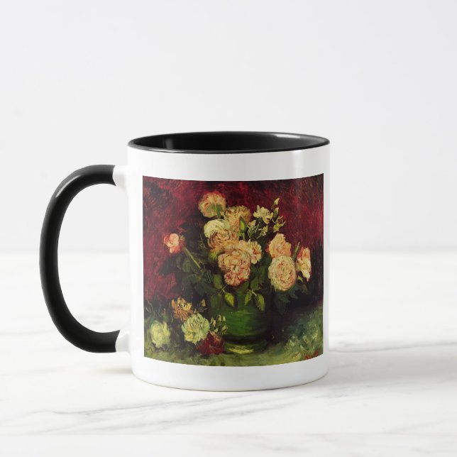 Skål med Peonies och Ros,Vincent van Gogh Mugg (Vänster)