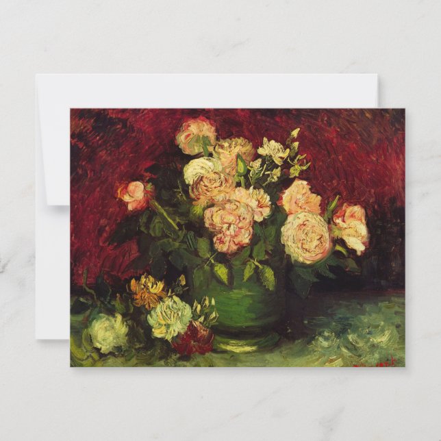 Skål med peonior och rosor av Vincent van Gogh (Framsida)