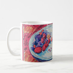 Skål med röda frukter kaffemugg