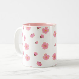 Skål med rosa körsbärsblom Två-Tonad mugg